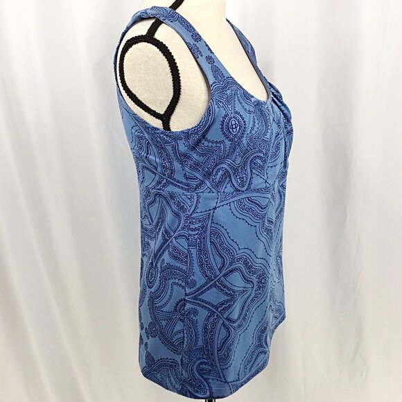 Patagonia Bandha Tank Top Womens Size Medium Blue Ruched Empire Scoop Neck - Picture 2 of 7